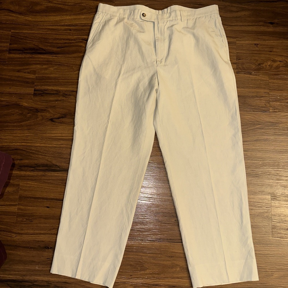 Ballin Sport Men's Linen Blend Pants Trousers Lightweight Size 40x30.5 Cream